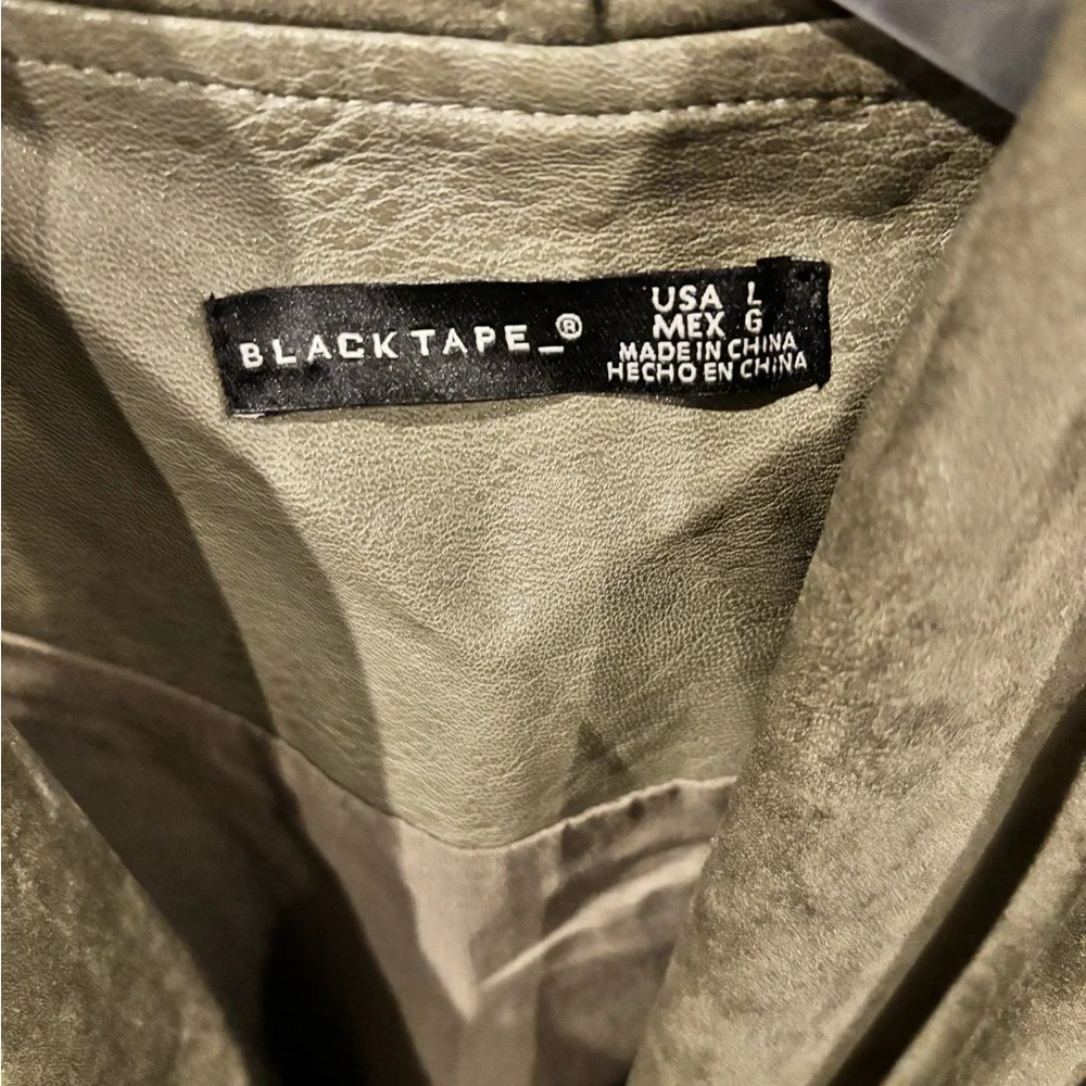 Black Tape Womens Faux Leather Asymmetrical Shirt Jacket Green Womens EUC - Picture 4 of 5